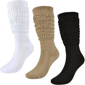 Slouch Socks Girls Cushioned Chunky Stacked Boot Socks Soft Knit Warm Long Knee High Socks Scrunch Kids