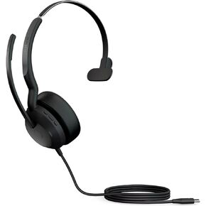 Jabra Evolve2 50 Wired Mono Headset AirComfort Technology, Noise-Cancelling Mics & Active Noise Cancellation - MS Teams Certified, Works with All Other Platforms - Black