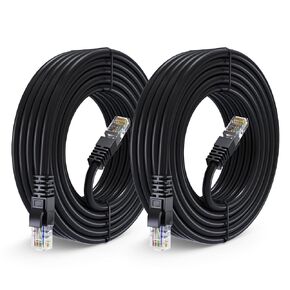 Maximm Cat 6 Ethernet Cable 25 Ft, 100% Pure Copper, Cat6 Cable (2 Pack) LAN Cable, Internet Cable, Patch Cable and Network Cable - UTP (Black) 25 Feet