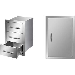 Outdoor Kitchen Drawers 16" W x 21.5" H x 18" D, Flush Mount Triple Access BBQ Access Door 17W x 24H Inch, Vertical Single BBQ Door Stainless Steel, Outdoor Kitchen Doors in Saudi Arabia