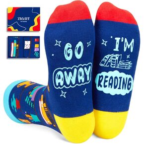 Zmart Funny Crazy Socks Cool Socks Silly Socks for Women Men Teens, Book Lovers Gifts for Students Book Socks Reading Gifts