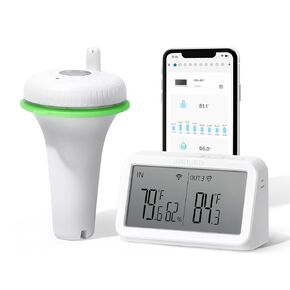 INKBIRD IBS-P02R Floating Wireless Thermometer Set with Indoor Temperature Humidity Monitor, IPX7 Waterproof, for Swimming Pools, Hot Tubs, Small Ponds, Aquariums