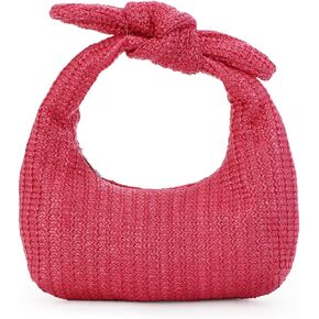 Lanpet Knotted Straw Clutch Purses for Women, Summer Beach Bag, Dumpling Evening Clutch Handbags for Formal Party Wedding