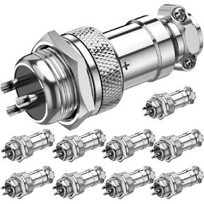 DIYhz GX16 6 Pins Panel Mount Circular Metal Aviation Connector Adapter Male Female Plug Metal Socket (10 Pcs)