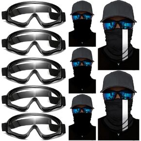 10 Pcs Motorcycle Set, 5 Dirt Bike Ski Goggles UV Protection Dustproof Windproof Safety Glasses with 5 Face Mask,
