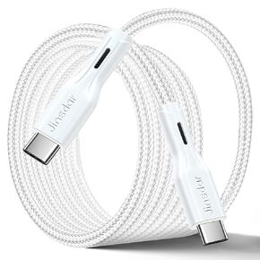 Jinsdar USB C Charger Cable, Braided USB C to USB C Cable (6ft, 2Pack), 60W 3A Type C Cord Fast Charging Cable for iPhone 15/15Pro/15Plus/15Pro Max, Samsung S23/S22, MacBook Pro, iPad, Pixel, Black
