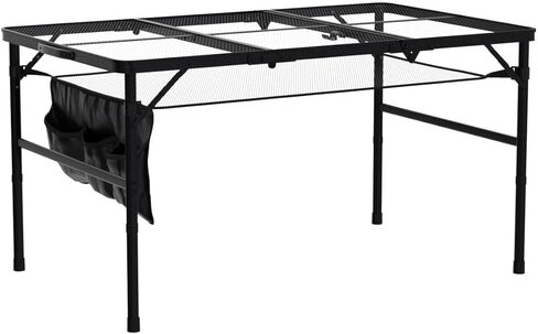 Nice C Table for Grill, Outdoor Table, Camping Table, Outdoor Cooking Table, Picnic Tables, Card Table Adjustable Height, Mesh Bag, Carry Handle (47.3" x 23.7“ x 14.7"/24.2“ Black) in Kuwait