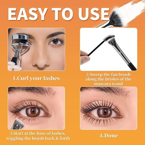 2PCS Mascara Fan Brush, INENK Lash Wand Brush Fan for Natural Lifted Effects and Enhance Lower Lashes, Synthetic Fibre Smooth Application No Smearing Clumping, Easy to Use Mascara on Lash Line in Saudi Arabia