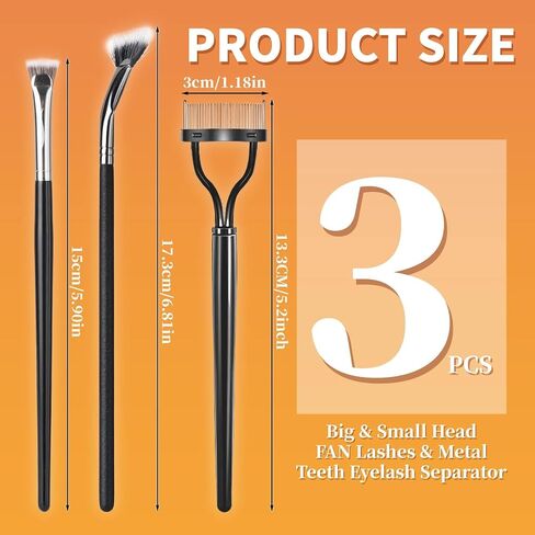 2PCS Mascara Fan Brush, INENK Lash Wand Brush Fan for Natural Lifted Effects and Enhance Lower Lashes, Synthetic Fibre Smooth Application No Smearing Clumping, Easy to Use Mascara on Lash Line in Saudi Arabia