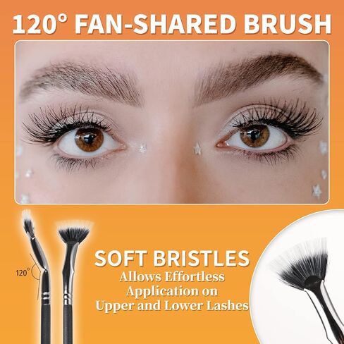 2PCS Mascara Fan Brush, INENK Lash Wand Brush Fan for Natural Lifted Effects and Enhance Lower Lashes, Synthetic Fibre Smooth Application No Smearing Clumping, Easy to Use Mascara on Lash Line in Saudi Arabia