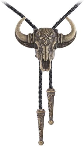 GelConnie Longhorn Bull Bolo Tie for Men Native American Western Cowboy Leather Necktie Bolo Necklace for Women Gold Texas in Kuwait
