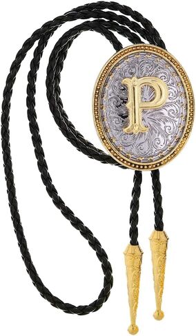GelConnie Western Ties for Men Gold Bolo Tie Initial Letter A to Z Native American Bola Ties Cowboy Accessories for Men Women in Saudi Arabia