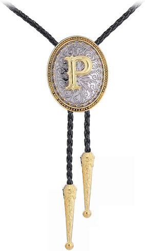 GelConnie Western Ties for Men Gold Bolo Tie Initial Letter A to Z Native American Bola Ties Cowboy Accessories for Men Women in Saudi Arabia