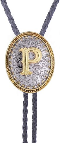 GelConnie Western Ties for Men Gold Bolo Tie Initial Letter A to Z Native American Bola Ties Cowboy Accessories for Men Women in Saudi Arabia