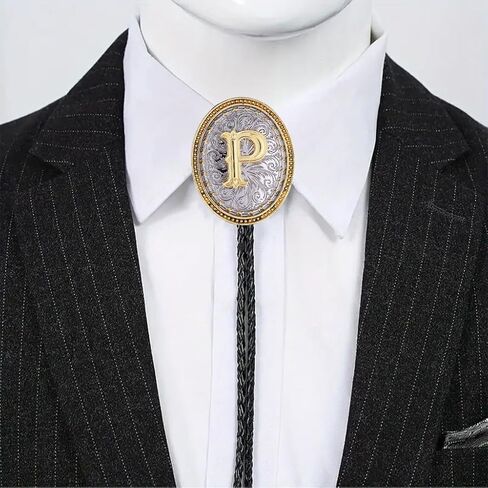 GelConnie Western Ties for Men Gold Bolo Tie Initial Letter A to Z Native American Bola Ties Cowboy Accessories for Men Women in Saudi Arabia