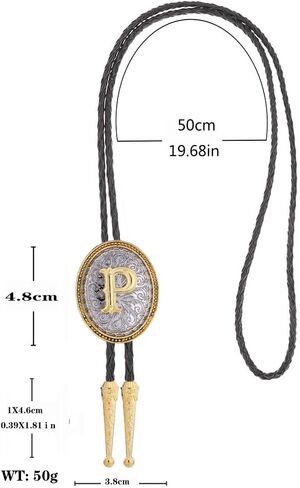 GelConnie Western Ties for Men Gold Bolo Tie Initial Letter A to Z Native American Bola Ties Cowboy Accessories for Men Women in Saudi Arabia