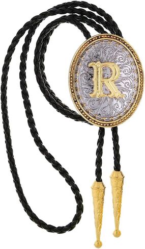 GelConnie Western Ties for Men Gold Bolo Tie Initial Letter A to Z Native American Bola Ties Cowboy Accessories for Men Women in Saudi Arabia