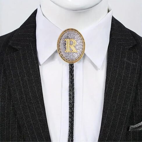 GelConnie Western Ties for Men Gold Bolo Tie Initial Letter A to Z Native American Bola Ties Cowboy Accessories for Men Women in Saudi Arabia