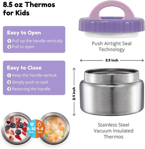 Caperci Kids Bento Lunch Box with Insulated Thermos - Leakproof Thermal Lunch Box Containers for Kids, 4-Compartment, Portable Handle, Two Temperature Zones (Blue) in Saudi Arabia
