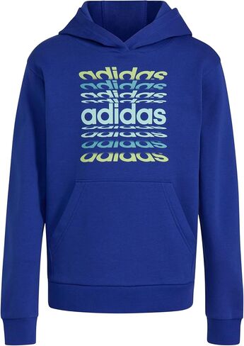 بلوفر بغطاء للرأس من الصوف بأكمام طويلة للأولاد من adidas، أسود منقط مع Collegiate Royal، مقاس كبير (14/16) in Kuwait