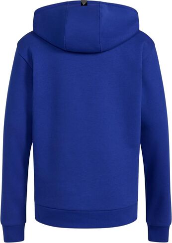 بلوفر بغطاء للرأس من الصوف بأكمام طويلة للأولاد من adidas، أسود منقط مع Collegiate Royal، مقاس كبير (14/16) in Kuwait