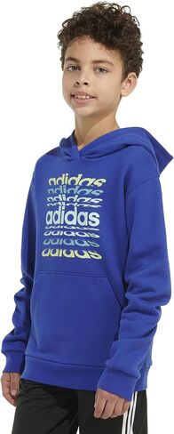 بلوفر بغطاء للرأس من الصوف بأكمام طويلة للأولاد من adidas، أسود منقط مع Collegiate Royal، مقاس كبير (14/16) in Kuwait