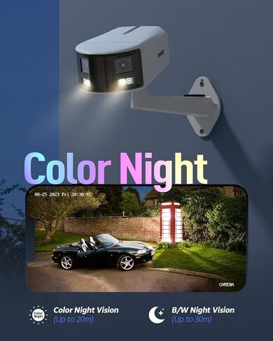 ANNKE FCD800 PoE Security Camera Outdoor with Dual Lens 180° Filed of View, 8MP IP Surveillance Camera Support Color Night Vision, Person/Vehicle Detection, Two-Way Talk, Built-in SD Card Slot in Kuwait