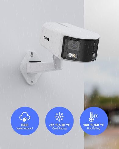 ANNKE FCD800 PoE Security Camera Outdoor with Dual Lens 180° Filed of View, 8MP IP Surveillance Camera Support Color Night Vision, Person/Vehicle Detection, Two-Way Talk, Built-in SD Card Slot in Kuwait