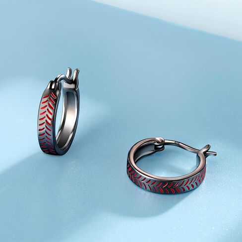 Baseball Earrings 925 Sterling Silver Sport Lover Jewelry Hoop Earring Baseball Earrings Gifts For Women Girls in Kuwait