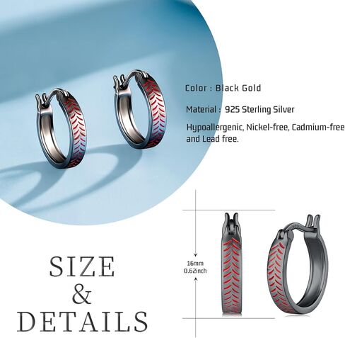 Baseball Earrings 925 Sterling Silver Sport Lover Jewelry Hoop Earring Baseball Earrings Gifts For Women Girls in Kuwait