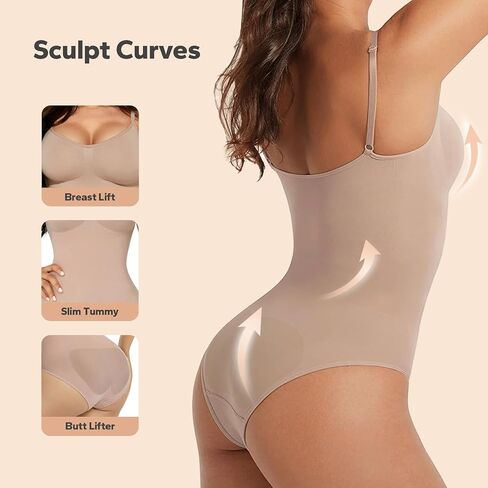Shapewear, Bodysuit for Women, Tummy Control Bodysuit with Adjustable Straps, Seamless Snatched Body Shaper in Saudi Arabia