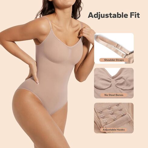 Shapewear, Bodysuit for Women, Tummy Control Bodysuit with Adjustable Straps, Seamless Snatched Body Shaper in Saudi Arabia