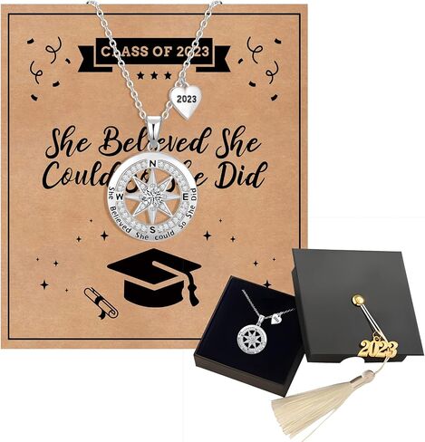 Graduation Gifts for Her 2023, Graduation Necklaces for Girls, S925 Sterling Silver Compass Necklace for Women, College Graduation Jewelry Gift, Senior High School Middle School Graduation Gifts for Wife Girlfriends Teen Girls Sister Daughter Niece in Saudi Arabia