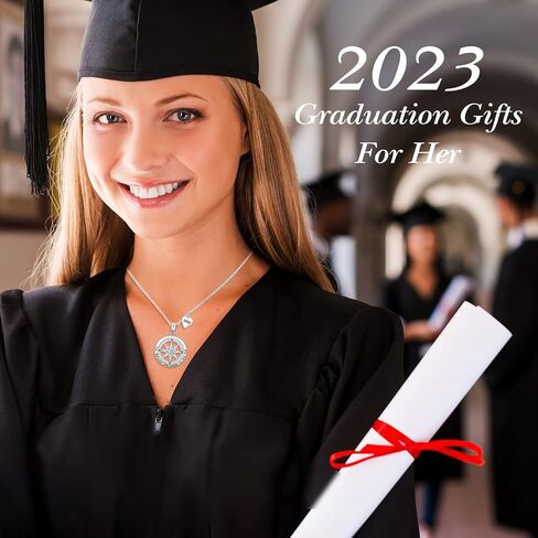 Graduation Gifts for Her 2023, Graduation Necklaces for Girls, S925 Sterling Silver Compass Necklace for Women, College Graduation Jewelry Gift, Senior High School Middle School Graduation Gifts for Wife Girlfriends Teen Girls Sister Daughter Niece in Saudi Arabia