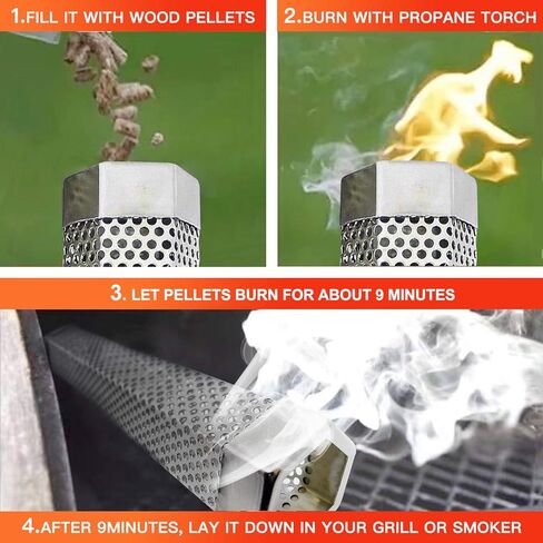 Smoke Tube 12" Smoker Tube for Pellet Grill 2 Pack Cold/Hot Smoking Generator for BBQ Stainless Steel Wood Pellet Tube Smoker Fit Electric Gas Charcoal Grill in Saudi Arabia
