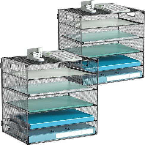 منظم ورق لدرج الرسائل مكون من 6 طبقات مع مقبض، منظم ورق لملفات المكتب الشبكي العقلي للمكتب والمنزل والمدرسة، أسود، عبوة واحدة in Kuwait