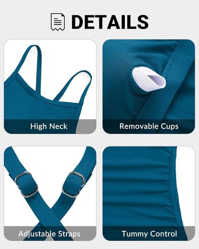 Women Tankini Swim Top Only - High Neck Bathing Suit Tops Tummy Control Tank Top No Bottom in Saudi Arabia