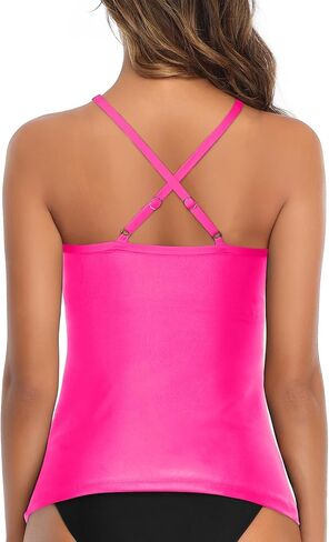 Women Tankini Swim Top Only - High Neck Bathing Suit Tops Tummy Control Tank Top No Bottom in Saudi Arabia