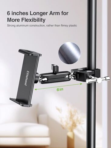 elitehood Metal iPad Mic Stand Holder, 360° Swivel Tilt Microphone Stand Phone Holder Mount, Aluminum Tablet Clamp Adapter for All Phone, iPad Pro 12.9/11, iPad, iPad Mini Air and More 4-12.9" Tablet in Kuwait