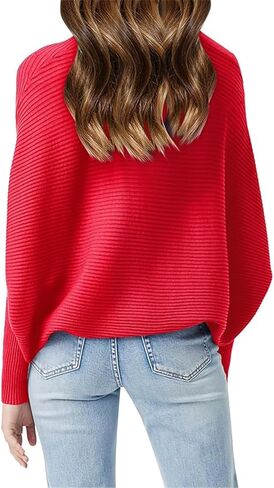 Girls Oversized Pullover Sweater Kids Fashion Batwing Long Sleeve Ribbed Knit Fall Tops in Kuwait