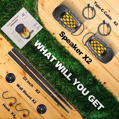 مكبرات صوت خارجية، مكبر صوت Tiki Torch، مكبرات صوت بلوتوث خارجية مقاومة للماء، مكبرات صوت مثبتة على الحائط في الهواء الطلق، مكبرات صوت خارجية للصوت المحيطي، مكبرات صوت لاسلكية خارجية BT 5.3 لهاتف iPhone Android in Kuwait