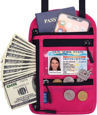 5.5" L x 7.9" W Travel Neck Wallet, RFID Blocking Passport Holder, Security Lightweight Passport Travel Wallet, Neck Pouch Gifts for Women Men(Gary) in Saudi Arabia