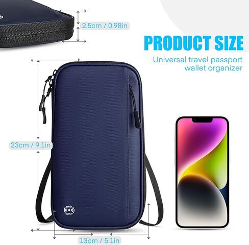 FYY RFID Passport Holder Family - Large RFID Blocking Travel Document Organizer for Family Men Women, Waterproof Portable Travel Essentials Passport Wallet Credit Cards Case with Zipper Pocket, Black in Saudi Arabia