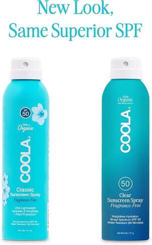 بخاخ واقي من الشمس عضوي بعامل حماية من الشمس SPF 50 من كولا، تم اختباره من قبل أطباء الجلدية للعناية بالبشرة للحماية اليومية، نباتي وخالي من الغلوتين، وخالي من العطور in Kuwait