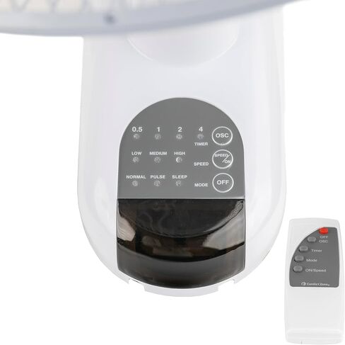 Comfort Zone Oscillating Wall Mount Fan with Remote Control, Timer, Auto Shut Off, Adjustable Tilt, Quiet, 16 inch, 3 Speed, Ideal for Home, Bedroom, Gym & Office, Airflow 14.07 ft/sec, CZ16WR in Kuwait