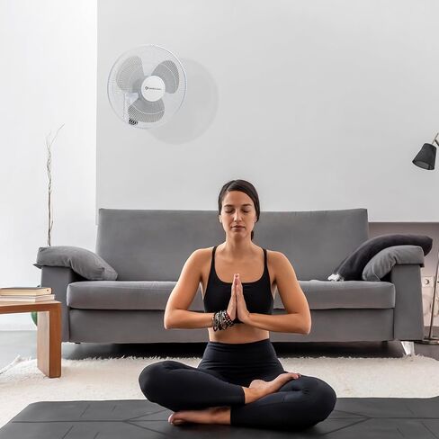 Comfort Zone Oscillating Wall Mount Fan with Remote Control, Timer, Auto Shut Off, Adjustable Tilt, Quiet, 16 inch, 3 Speed, Ideal for Home, Bedroom, Gym & Office, Airflow 14.07 ft/sec, CZ16WR in Kuwait