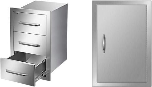 Outdoor Kitchen Drawers 16" W x 21.5" H x 18" D, Flush Mount Triple Access BBQ Access Door 17W x 24H Inch, Vertical Single BBQ Door Stainless Steel, Outdoor Kitchen Doors in Saudi Arabia