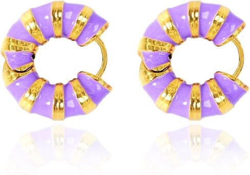 Aksod Enamel Bamboo Hoop Earrings Colorful Dripping Oil Huggie Earrings Circle Vintage Trendy Huggy Earrings Jewelry for Women and Girls in Saudi Arabia
