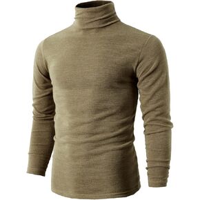 H2H Mens Lightweight Slim Fit Turtleneck Pullover Casual Long Sleeve