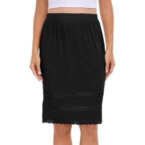 Vlazom المرأة نصف زلات تحت اللباس مكافحة ساكنة نصف زلة تحت تنورة قصيرة زلة مع الدانتيل تقليم طول الركبة حجم S-XXL in Kuwait